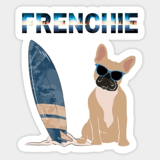 French Bulldog (Frenchie) Dog Wearing Sunglasses with Surf Board Sticker